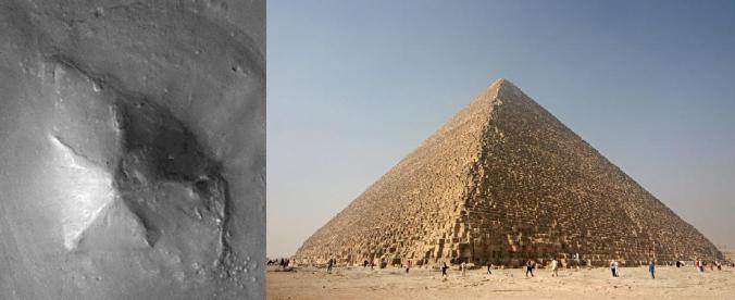 One of the Pyramids of Mars and the Great Pyramid of Giza