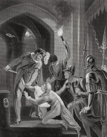 An 18th century depiction of Arthur's murder by John