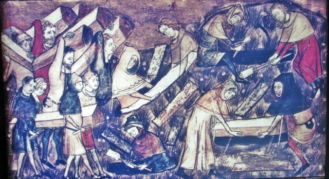 The citizens of Tournai bury their dead during the Black Death